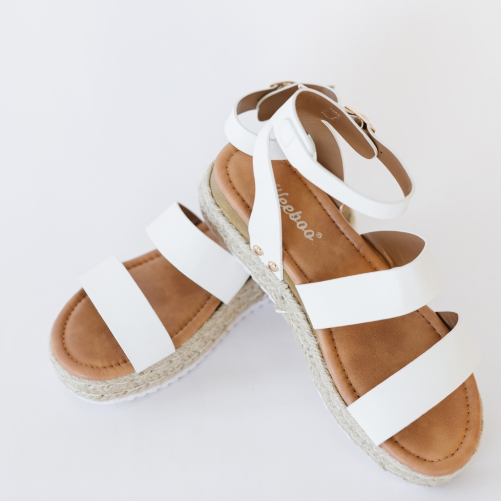 WeeBoo On the Doorstep Espadrille Platform Sandals in White - Picture 1 of 8